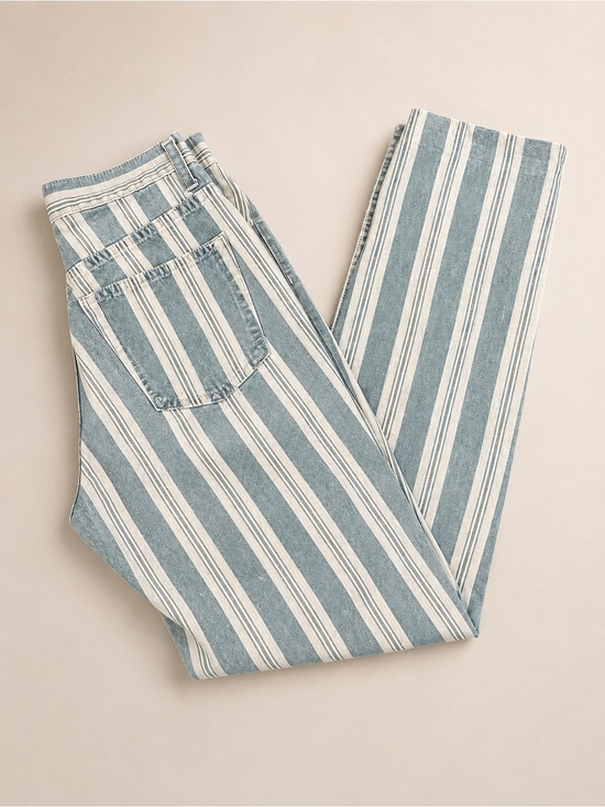 GAP Denim - Vintage 90s GAP Green Stripe Cotton High Waist Crop Jeans Cheeky Denim Pants - 4